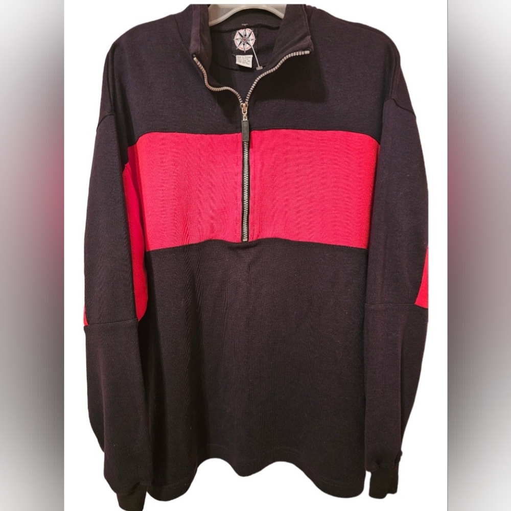 Vintage Marlboro Unlimited Gear Men's Blk/Red Zip Up Collar Pullover Sweater...
